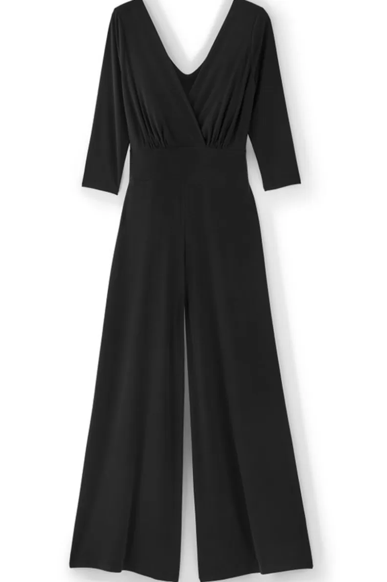 Soft Surroundings 3/4 Sleeve Penelope Jumpsuit Black New