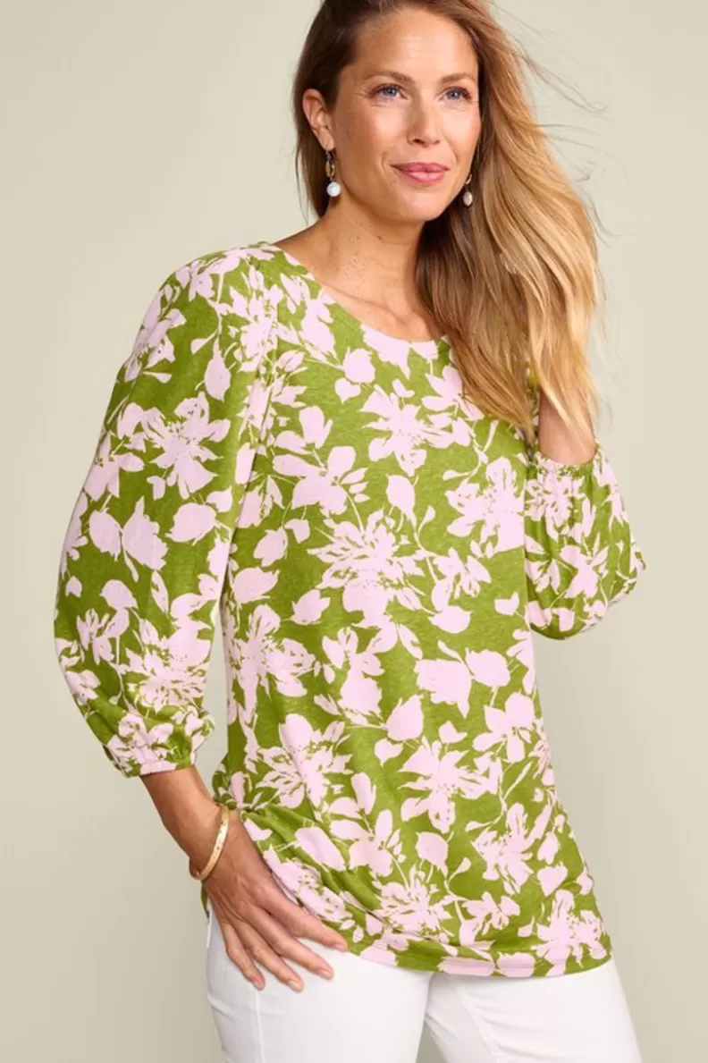 Soft Surroundings Ainsley Linen Blend Tunic InkBloomsGreen Fashion