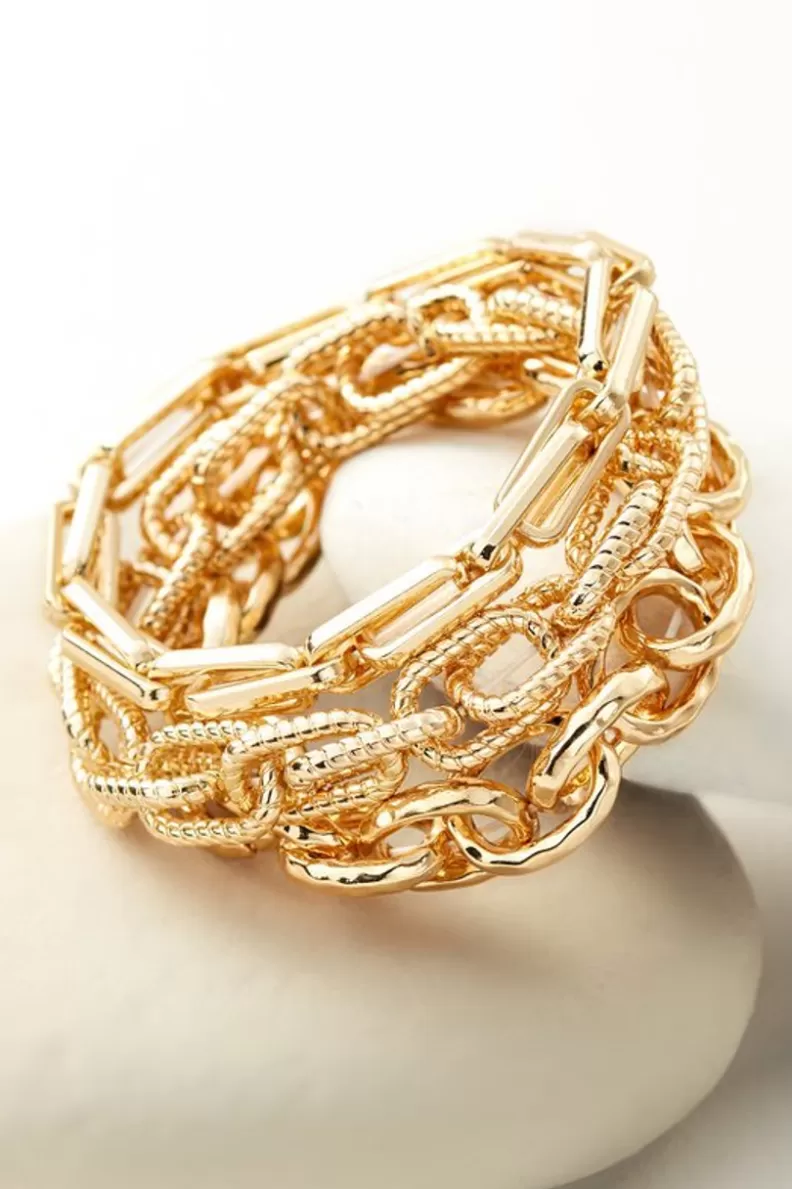 Soft Surroundings Bella Links Bracelet Set Gold New