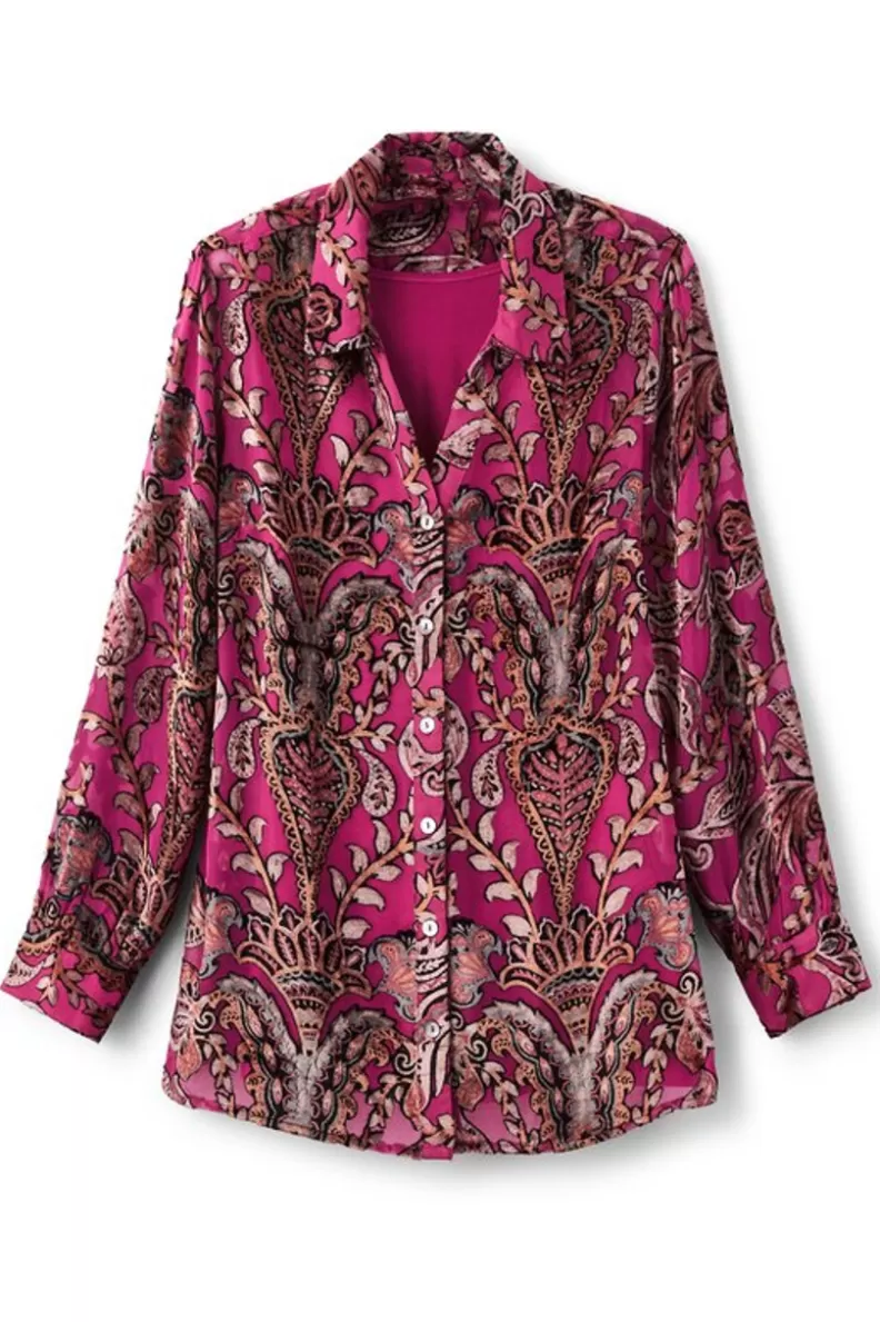 Soft Surroundings Bellarosa Velvet Tunic PinkScarfBurnout Flash Sale