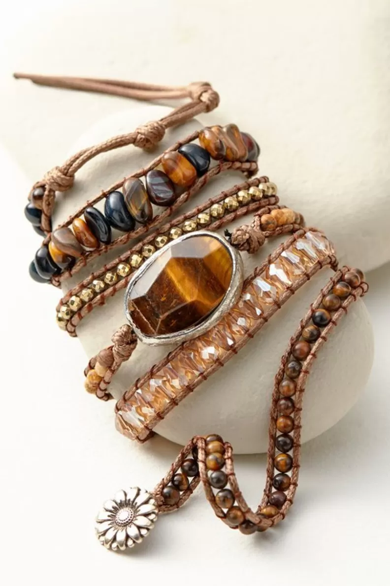 Soft Surroundings Della Wrap Bracelet Tiger'SEye Flash Sale