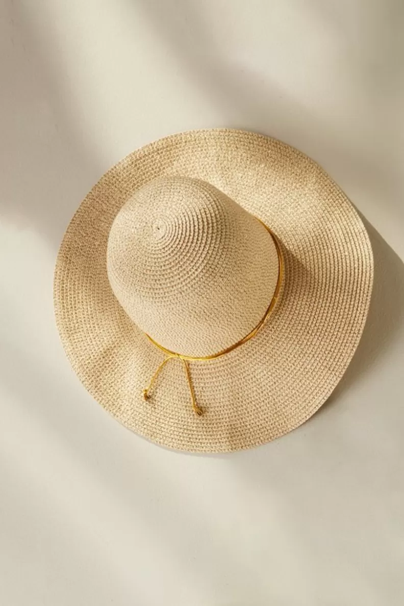 Soft Surroundings Golda Floppy Hat Natural/Gold Store