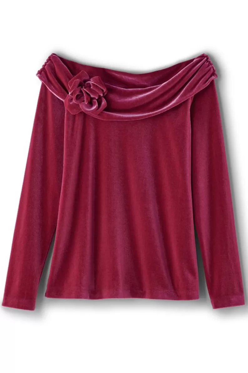 Soft Surroundings Jeanna Rosette Velvet Top Granita Discount