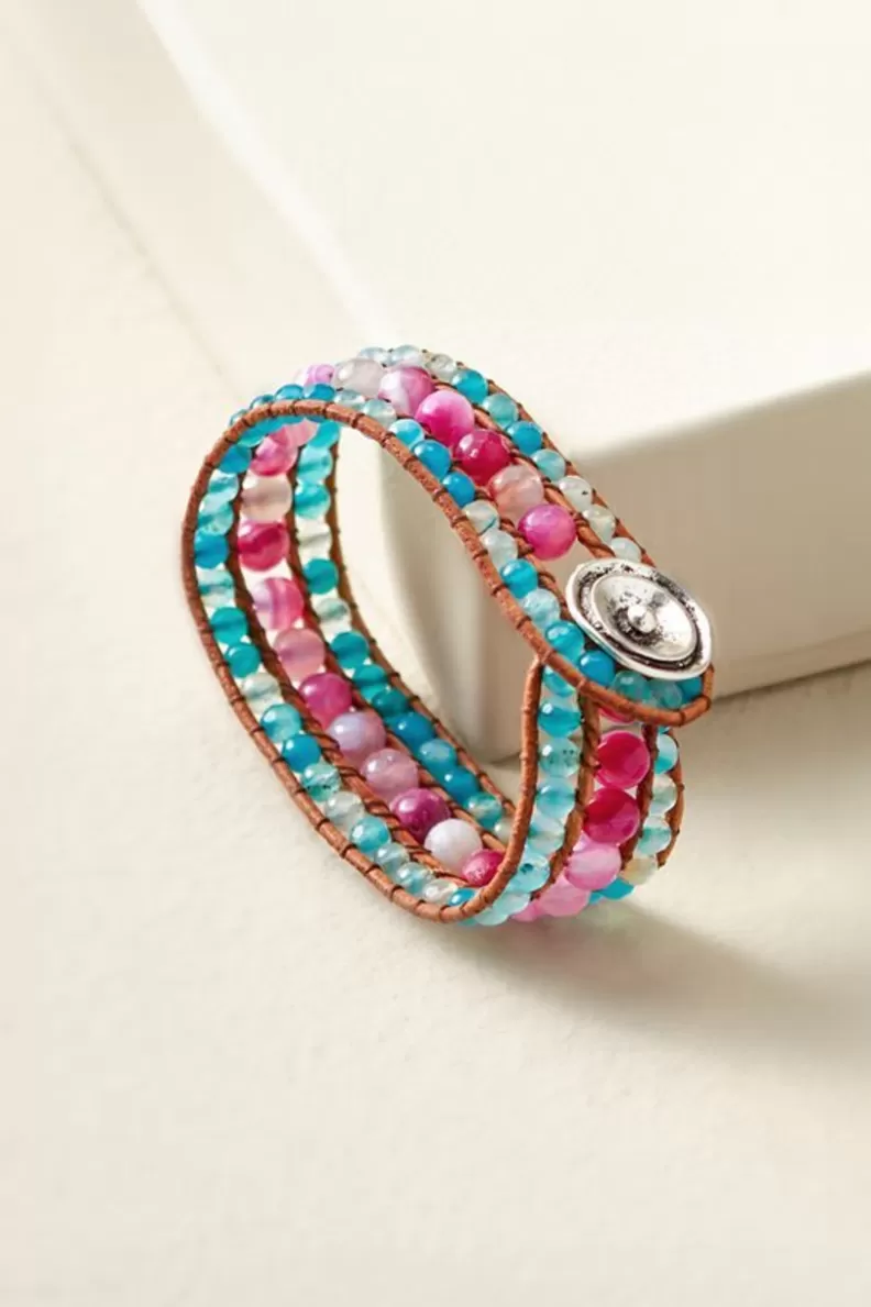 Soft Surroundings Leela Beaded Bracelet Pink/Blue Cheap